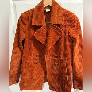 CAbi Bold Rust Pumpkin Spiced Latte 🎃🍁Corduroy Wide Wale Jacket Shoulder Pads